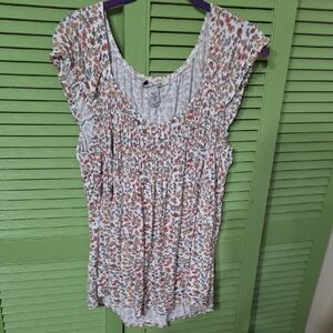 American Rag Floral Print Blouse with Ruffle Sleeves